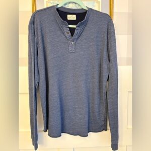 Marine Layer Men's Heather Slate Blue Long-Sleeve Henley Medium